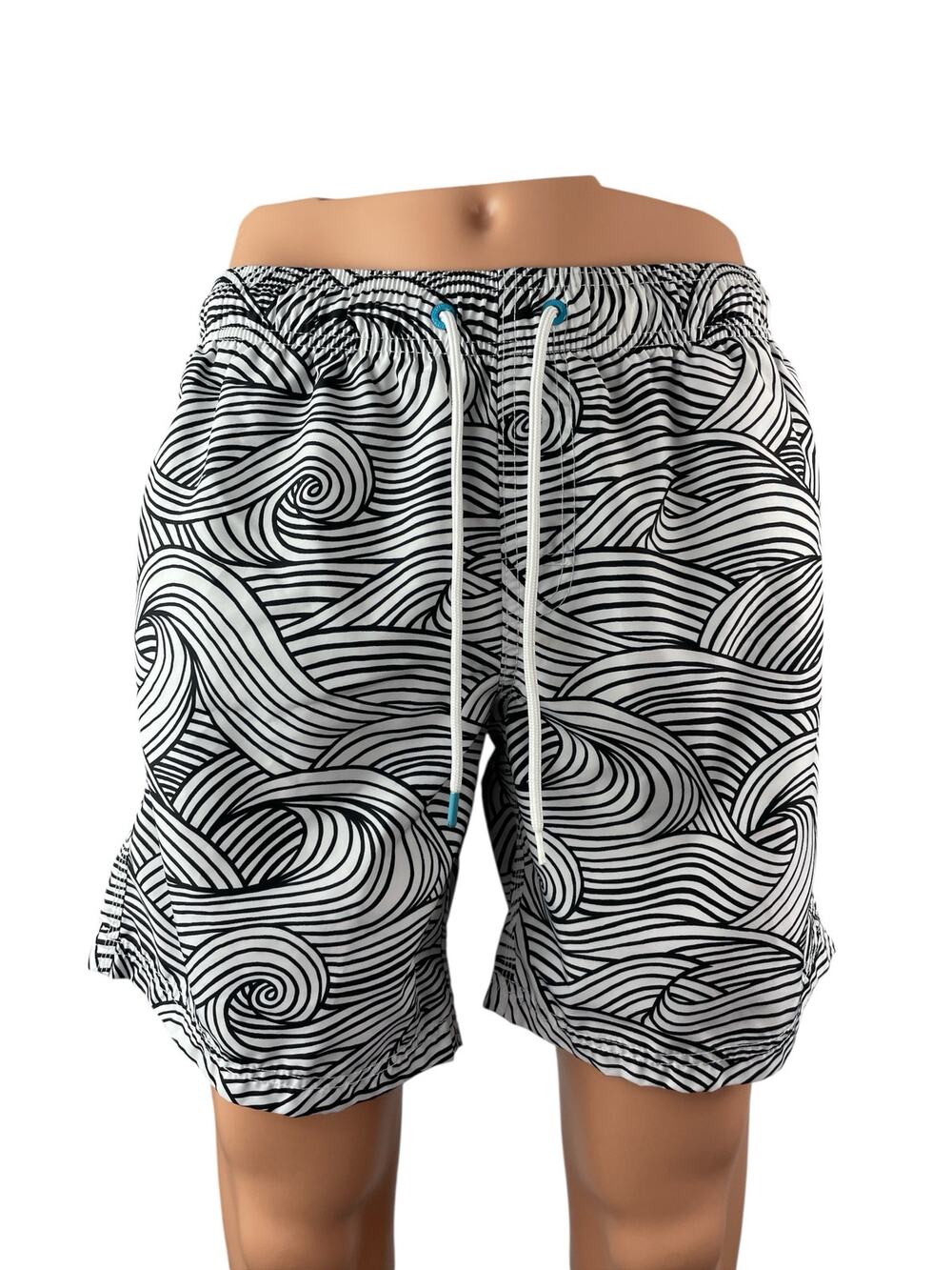Sundek Art Wavy Line High Rise Athletic Activewear Boxer Swim Trunks Shorts Sz M